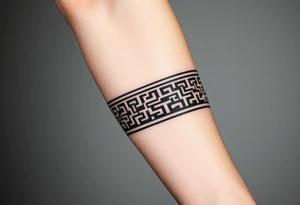 Greek pattern arm band wrap around tattoo idea