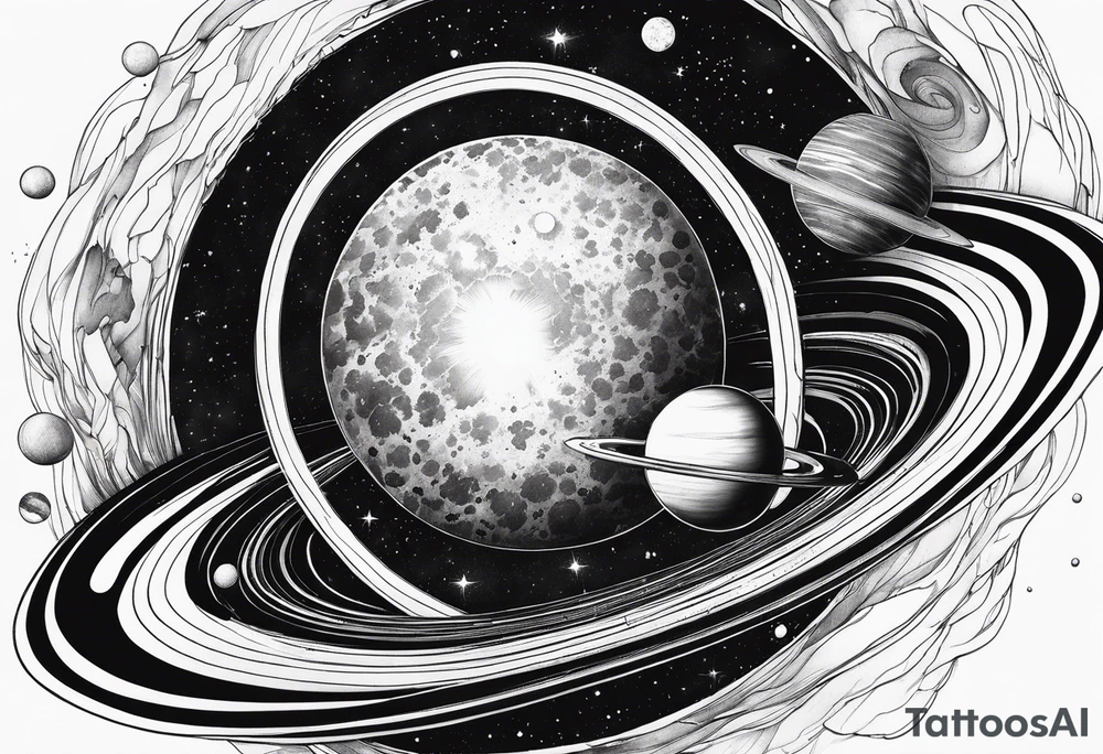 Planets orbiting a black hole tattoo idea