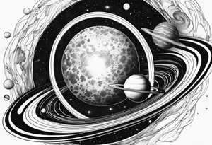 Planets orbiting a black hole tattoo idea