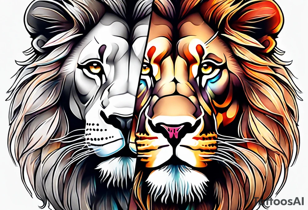 Lion and lioness with august 17 & 18 tattoo idea