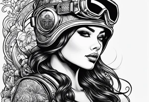 Female with diver helmet on tattoo idea