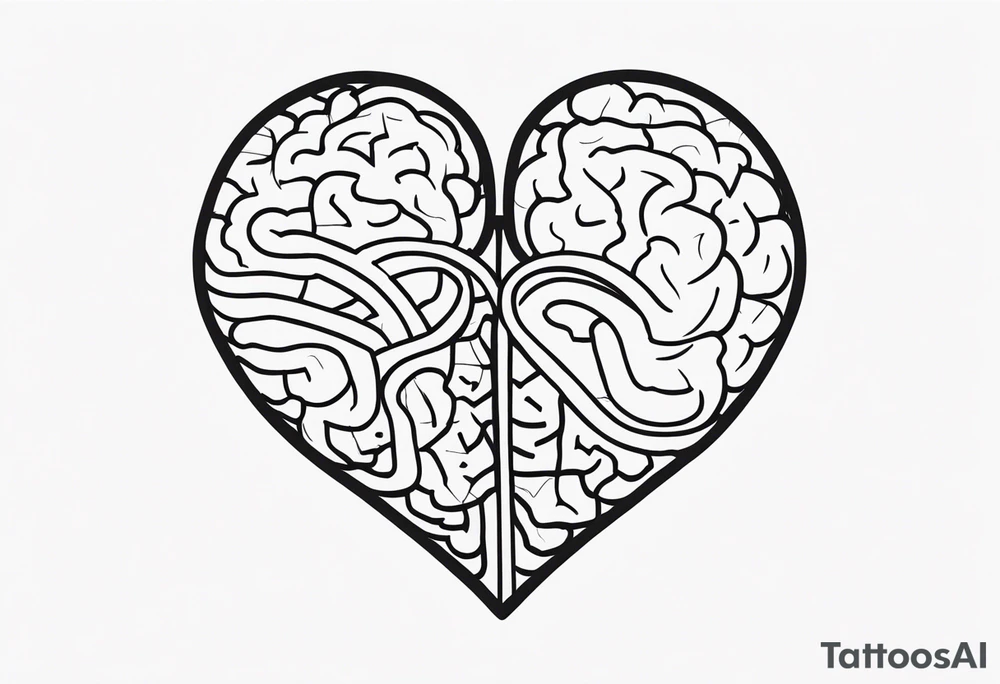 Brain, heart, simple, love, thin lines tattoo idea