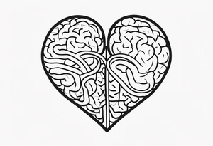 Brain, heart, simple, love, thin lines tattoo idea