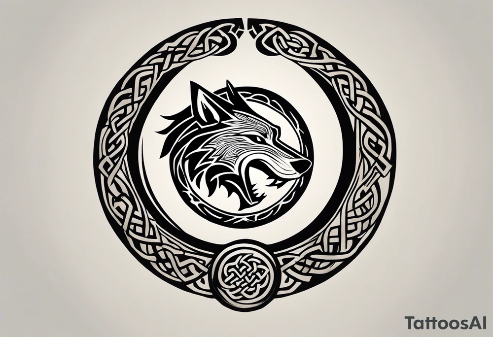 A powerful tattoo design combining Nordic, Greek, and Celtic symbols to represent someone who made you believe in humanity's goodness, only to turn out to be its ultimate betrayer. The centerpiece is a snarling wolf, symbolizing Fenrir, with glowing eyes and an open mouth, representing betrayal and destruction. Surrounding the wolf is the Ouroboros, a serpent eating its own tail, symbolizing the endless cycle of trust and betrayal. The Triskelion, with its three interlocking spirals, appears in the background or as a border, representing the shifting balance between light and dark. Incorporate fire and ice elements to reflect the contrast between warmth (trust) and coldness (betrayal), with Celtic knotwork and runes adding ancient, mystical depth to the design.
make sure that each part of the tattoo is obviously represented tattoo idea