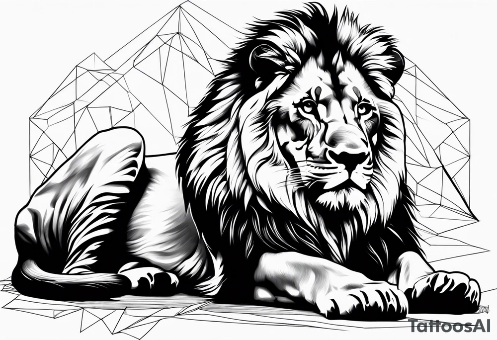 realistic laying lion tattoo idea