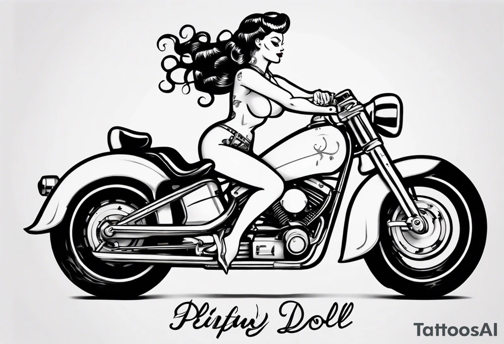 pinup doll riding a motorcycle tattoo idea