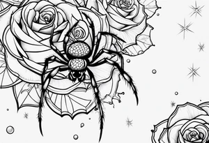 Spider bubbles roses stars tattoo idea