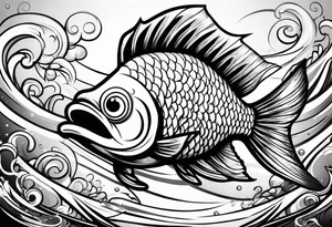 Cartoon fish with a mean face tattoo idea