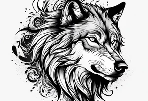 Wolf face roaring tattoo idea