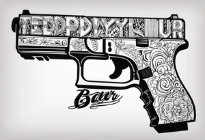 Teddy Baer wit red eyes and Glock 19 in his right hand tattoo idea