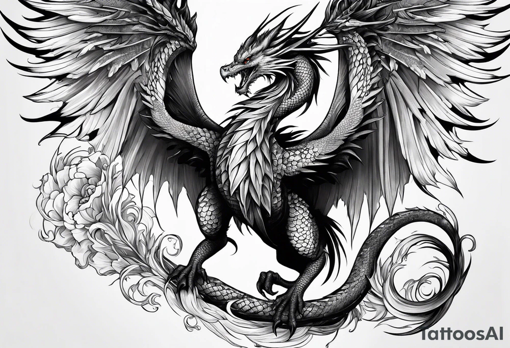 phoenix fighting dragon tattoo idea