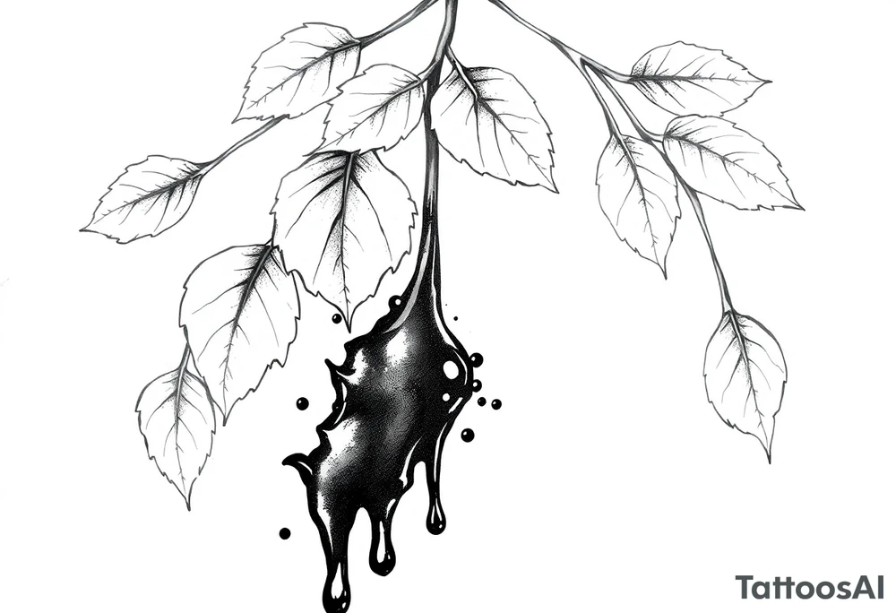 leaves dripping with ink around penis tattoo idea