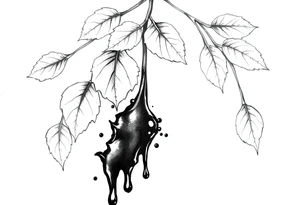 leaves dripping with ink around penis tattoo idea