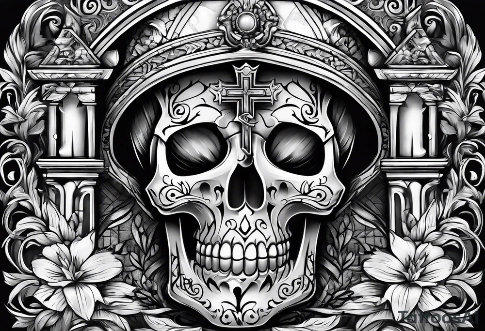 Tomb with cross tattoo idea