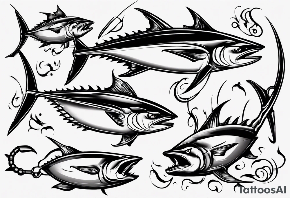 tuna with hook tattoo idea