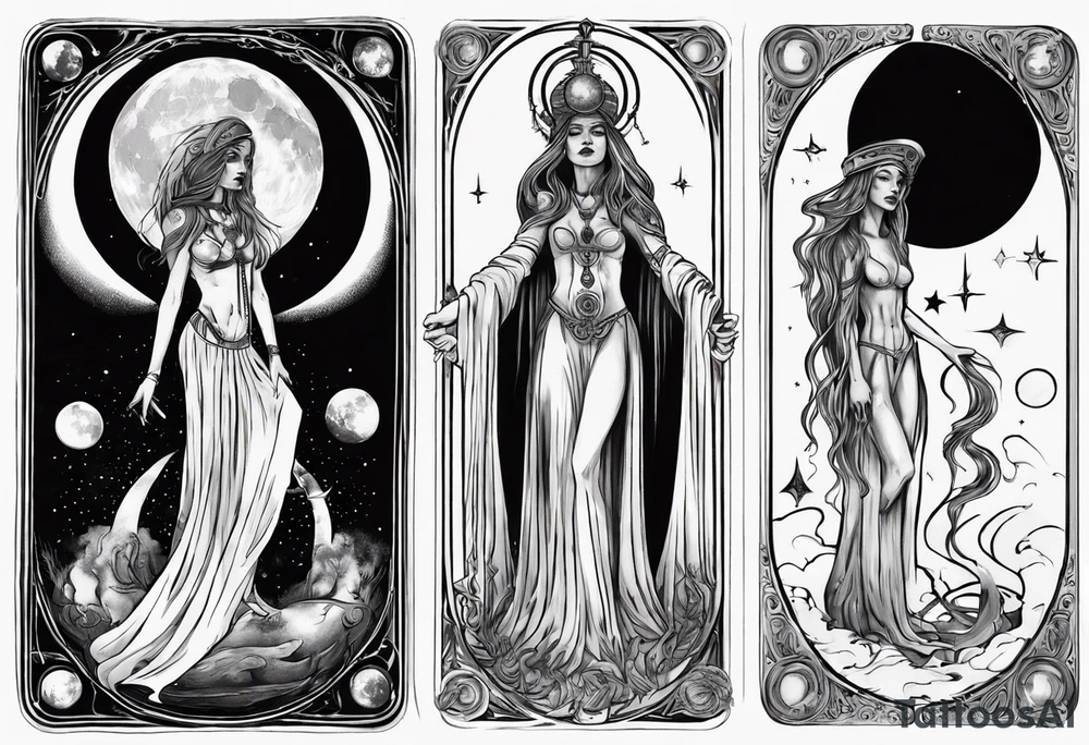 The High Priestess and the moon. TArot. tattoo idea