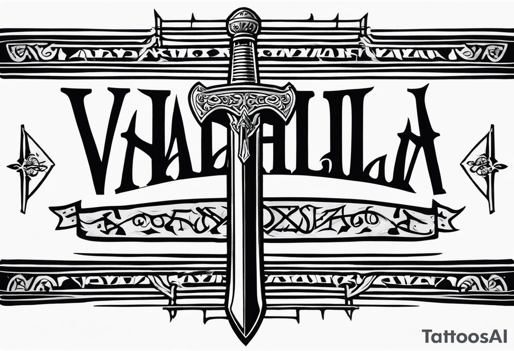 Valhalla stairs  sword chains tattoo idea
