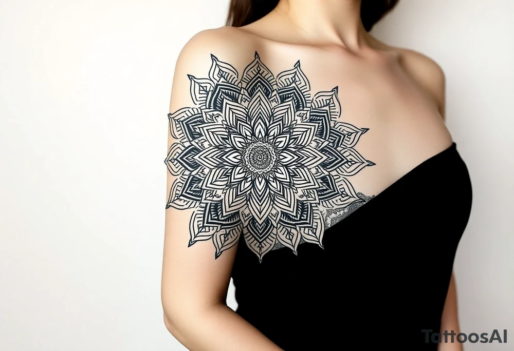 bold line shaman style mandala tattoo idea