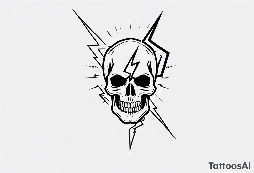 A skull with a lightning bolt striking through it tattoo idea A skull with a lightning bolt striking through it tattoo idea