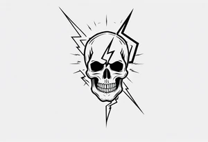 A skull with a lightning bolt striking through it tattoo idea