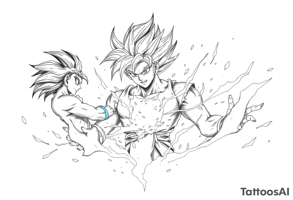 legendary dragonball z scene with energy aura and power effects tattoo idea