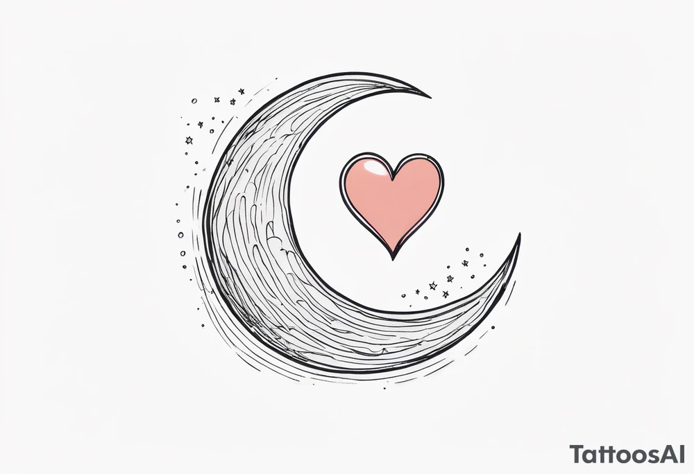 Crescent moon with a love heart inside it tattoo idea