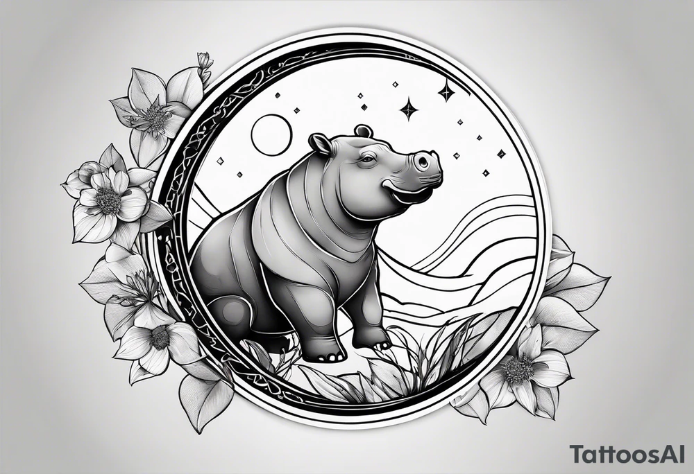 Very asymmetrical, +geometric pattern, with realistic full moon, with hippo, +zen feel, + Buddhism touch, +tribal, +geometric, +inkart , +blackwork
with wintersweet flower bud, +portrait orientation, +inkart touch, tattoo idea