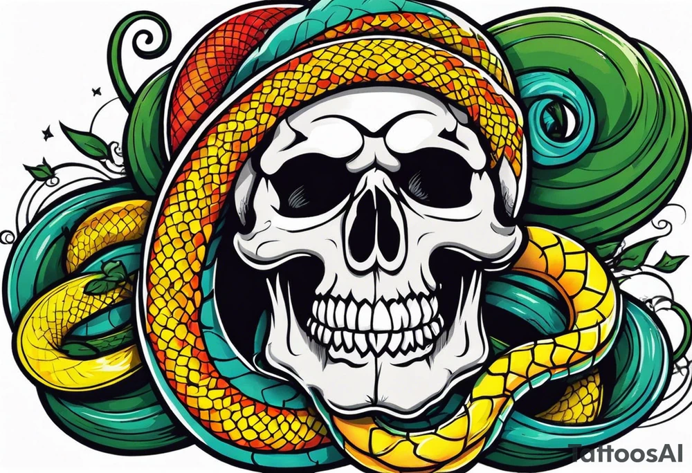 skull and snake tattoo idea