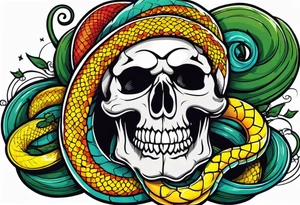 skull and snake tattoo idea