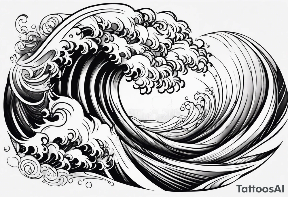 Fire rolling into water wave tattoo idea