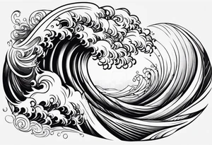 Fire rolling into water wave tattoo idea
