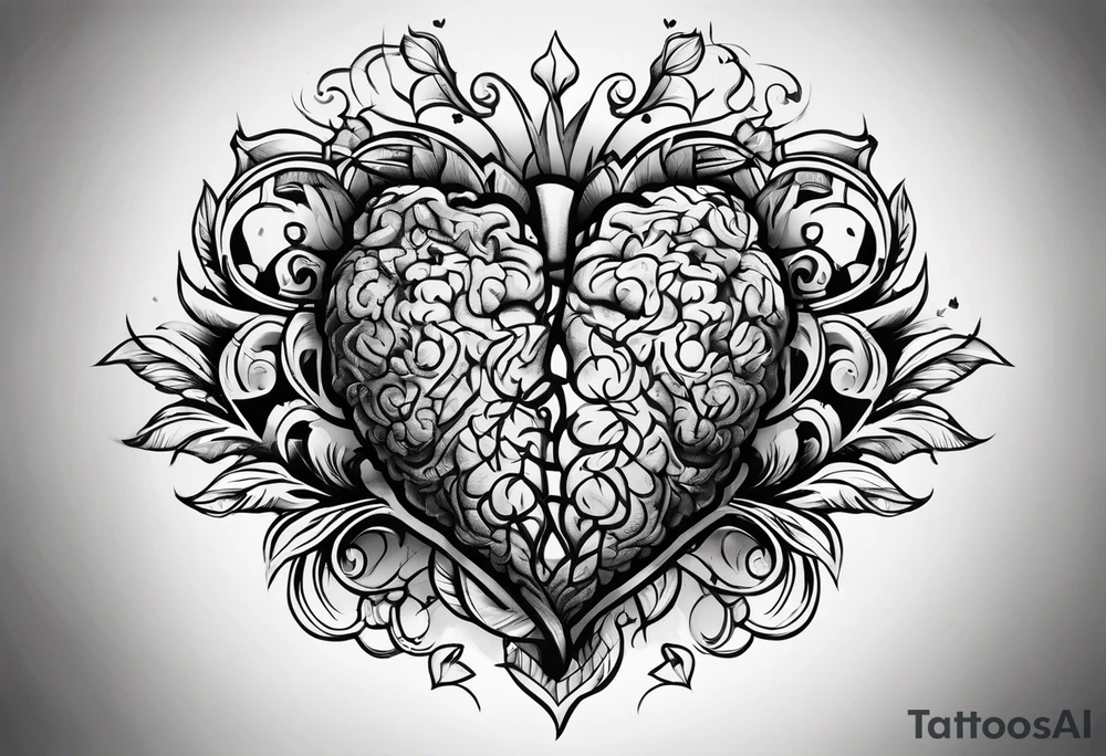 Brain and heart tattoo idea