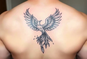 magnificent phoenix rising from golden flames with trailing embers tattoo idea