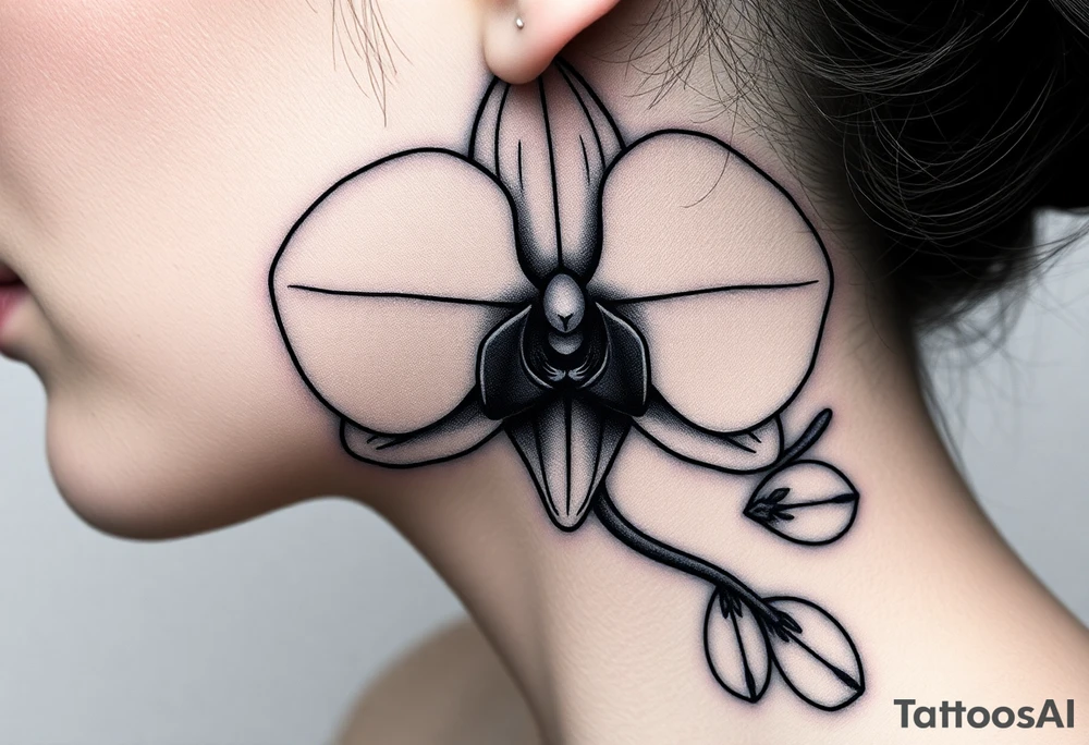 Orchid realistic with a mix with vagina tattoo idea
