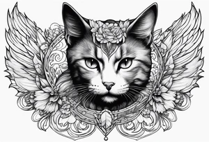 cat, love, angel, demon, peace tattoo idea