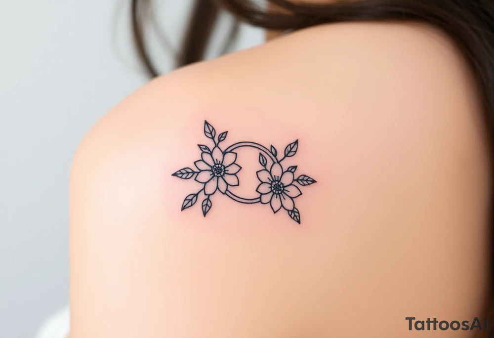 wedding ring tattoo with flowers tattoo idea