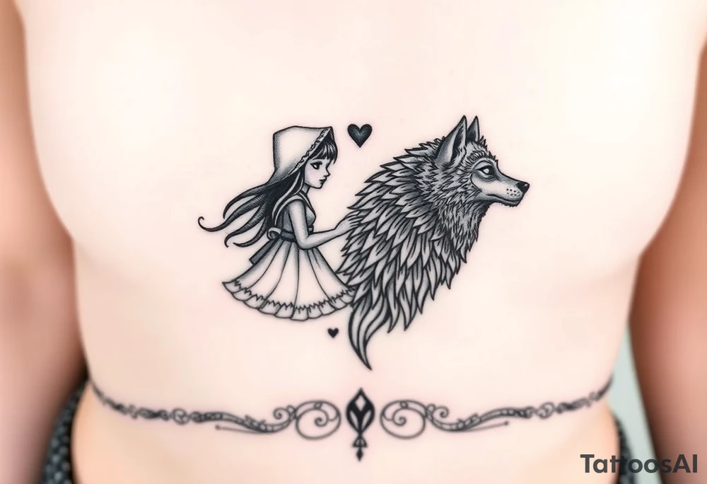 Little red riding hood and big bad wolf tattoo idea