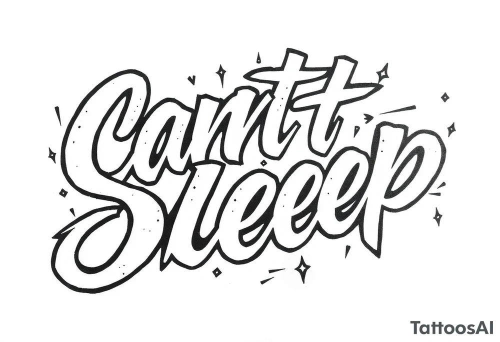 Graffiti Style words “Can’t Sleep” tattoo idea