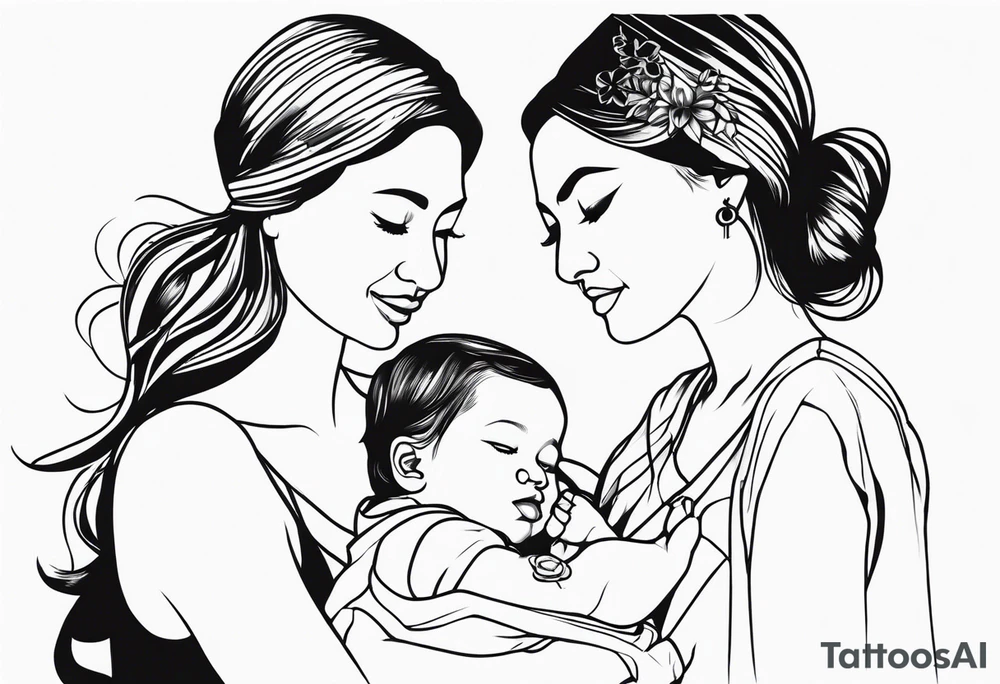 mother and daughters tattoo idea