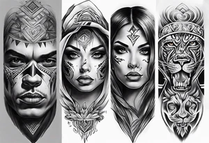 chicano style realistic full arm sleeve tattoo idea