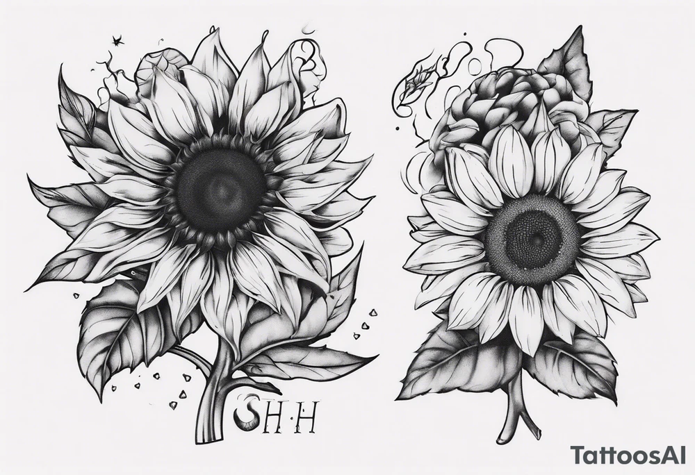combining E and H with a sunflower tattoo idea