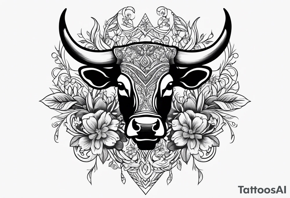 floral steer head with “well the devil can scrap but the lord has won” under it in cursive tattoo idea