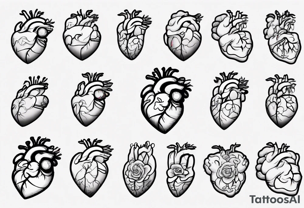 Anatomical heart and anatomical brain in simple line work tattoo idea Anatomical heart and anatomical brain in simple line work tattoo idea