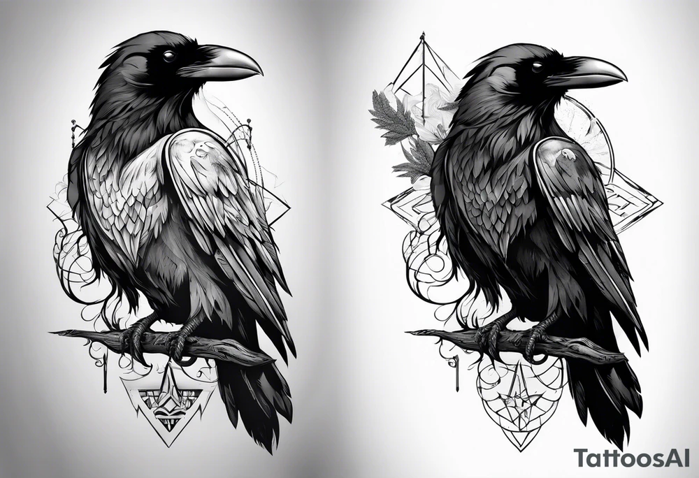 raven above bear tattoo idea