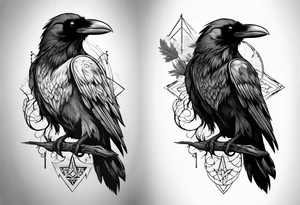 raven above bear tattoo idea
