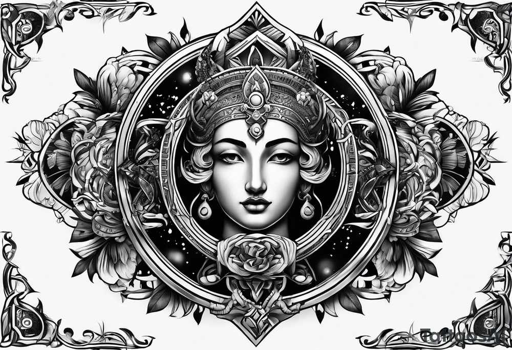 omega greek sign black magic style tattoo idea
