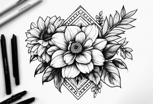 I want flowers with roman numerals in front say 4 22 tattoo idea