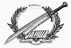 Valhalla  warrior soldier  Sword axe tattoo idea