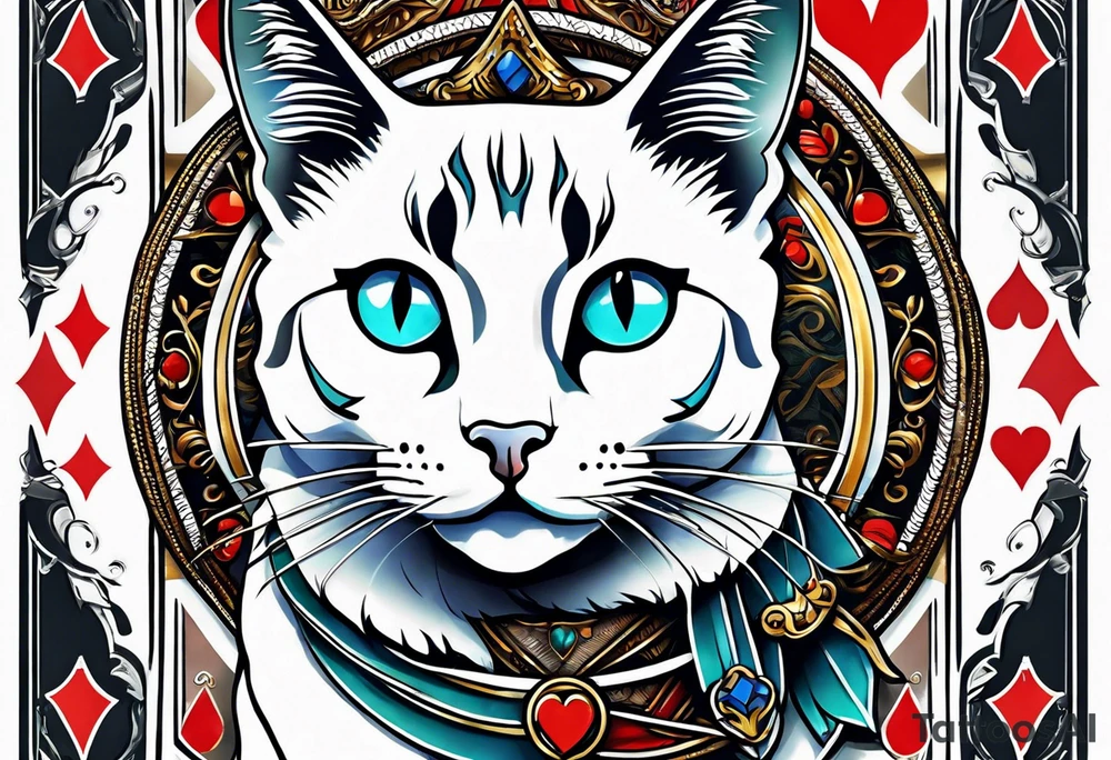 Cat made out of playing cards tattoo idea