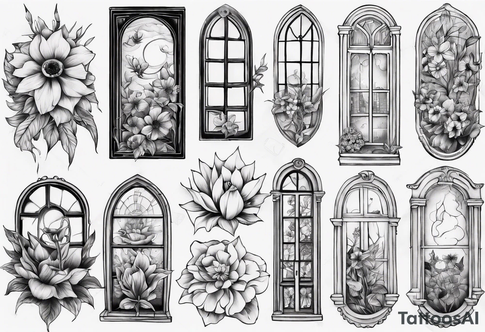 flower in a window tattoo idea
